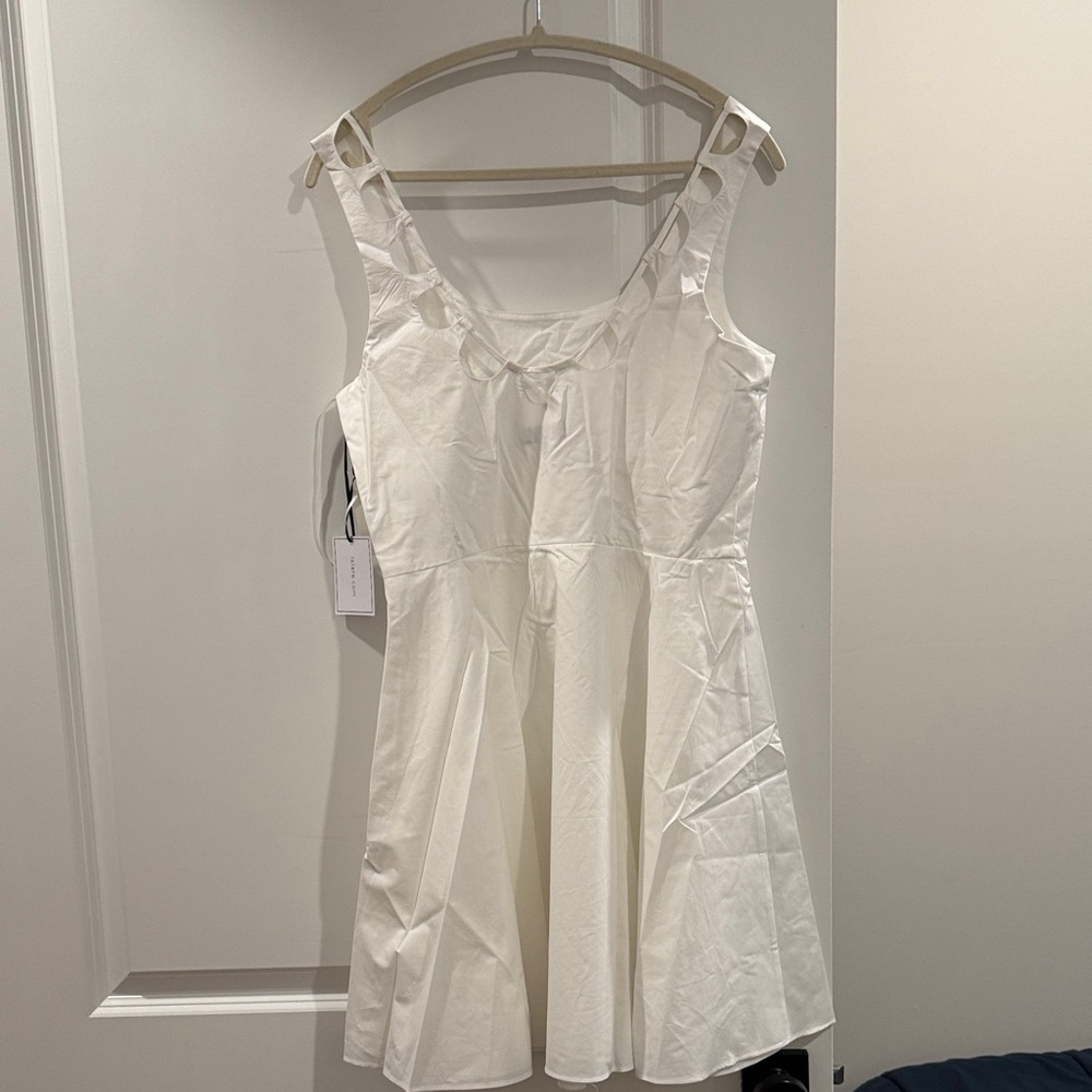 1 State White Mini Dress Womens Medium Fit Flare Sleeveless Summer NWT - Picture 4 of 5